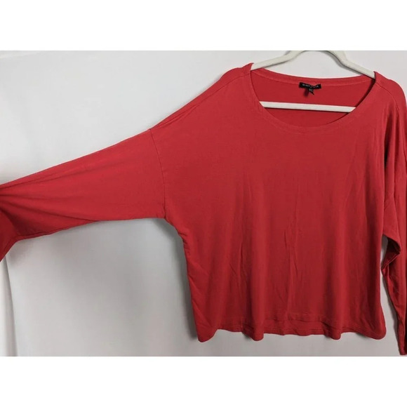 Eileen Fisher XL Long Sleeve Tee Shirt Top Scoop Neck Draped Knit Stretch - Picture 4 of 8